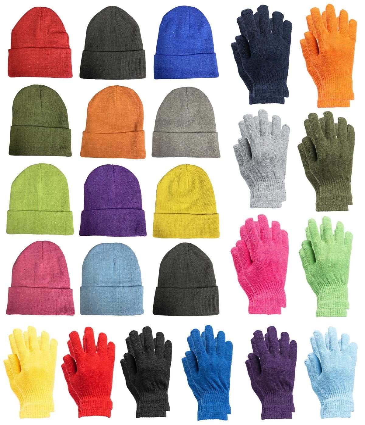 24 Pcs Unisex Winter Beanie & Glove Set - Acrylic Knit Hat & Gloves Combo Pack 24 Piece Winter Set- 12 PK Beanie Hats + 12 Pairs Winter  main image 4