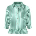 thumbnail image 5 of COMVALUE Womens 2026 Summer Tops Dressy Casual Blouse Top Ruffled Short Sleeve Button Down Striped Shirt (Green, S), 5 of 7