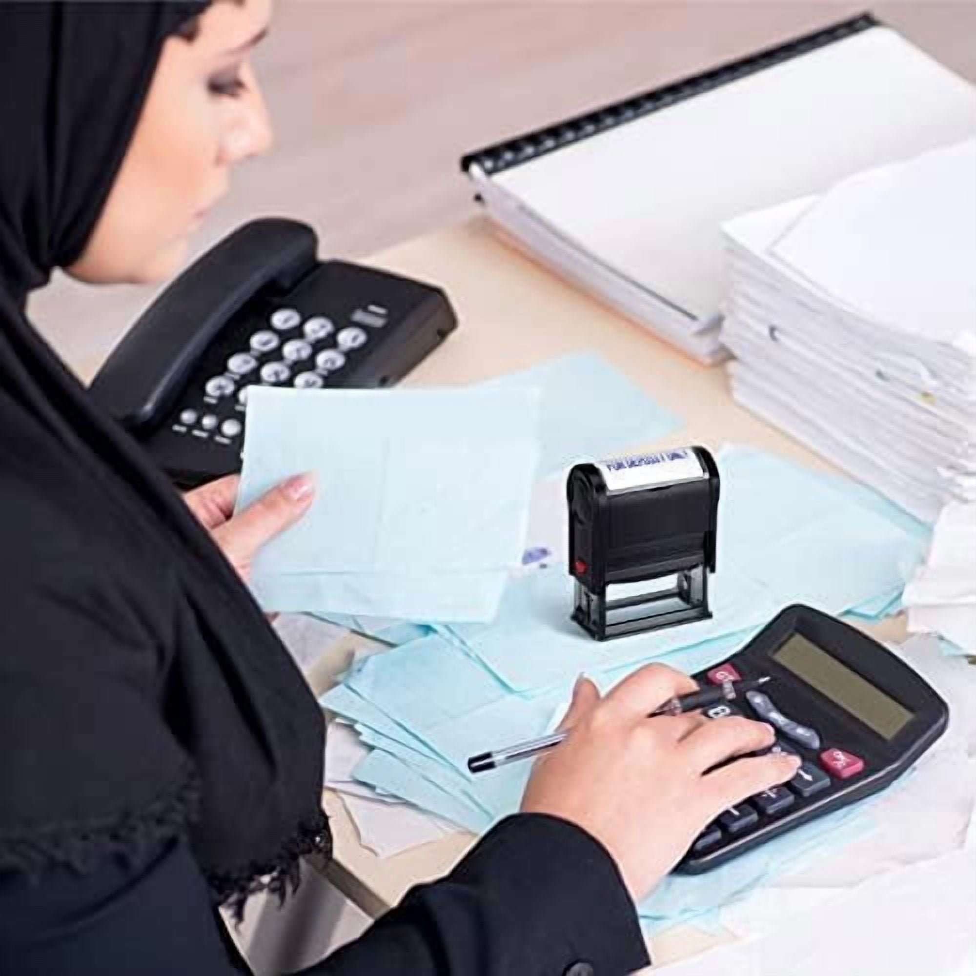 2 Pcs Self Inking Rubber Stamp, Deposit Only Stamps for Checks Ink Office Stamps for Business Message Payable Accounts Office Supplies and Retail Use$$Office