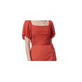 thumbnail image 2 of Jessica Simpson Womens Short Sleeve Brinne Ruched Cropped Pullover Top Med Orange S, 2 of 3