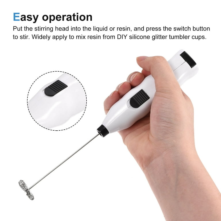 Uxcell Mini Electric Tumbler Stirrer Mixer, Mini Handheld Operated Stirring  White, 2pack