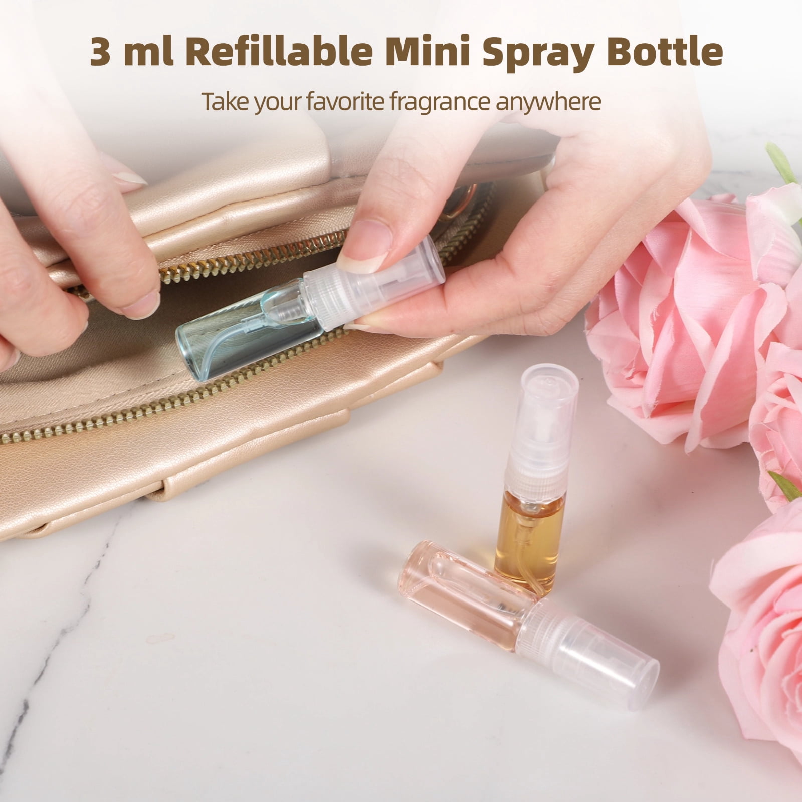 200PCS 3ml Spray Bottles, Mini Clear Glass Perfume Bottles, Portable Refillable Spray Containers, Fine Mist Spray Empty Essential Oil Spray Bottles, Fragrance Sample Atomizer for Home Travel