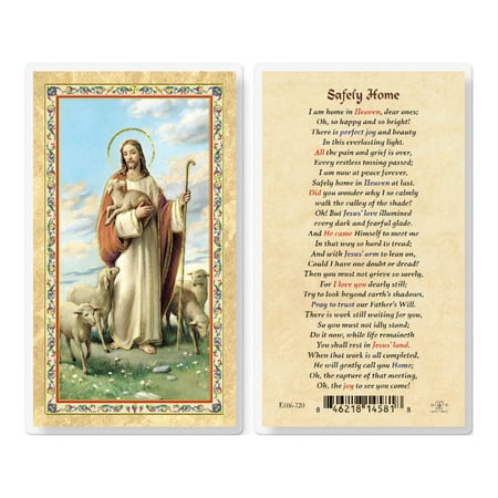 

Safely Home - Good Shepherd Gold-Stamped Laminated Catholic Prayer Holy Card with Prayer on Back Pack of 25