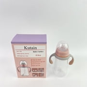 Kutain Babies bottles,Bottle with Natural Response Nipple, Wide Neck Bottles with Handle, Clear (8.8oz)