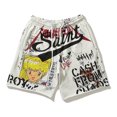 thumbnail image 2 of Pantalones cortos deportivos de algodón puro holgados informales de alta calidad con estampado de grafiti de dibujos animados de estilo japonés vintage, 2 of 4