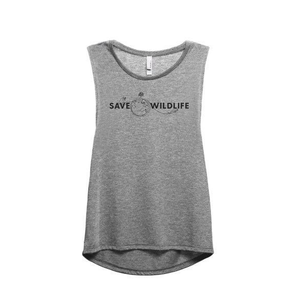 Save Wildlife Women's Fashion Sleeveless Muscle Workout Yoga Tank Top Heather Grey Grey Medium