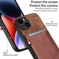 thumbnail image 6 of Nalacover Case for iPhone 14 Plus Back Card Slots Wallet Case, Vintage Denim Pattern PU Leather Magnet Car Mount Cover for iPhone 14 Plus, Full Edge Protection Anti-Drop Shockproof Case,Brown, 6 of 9