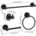 thumbnail image 2 of 4-Piece Black Bathroom Hardware Set Wall Mounted with Towel Bar, Toilet Paper Holder, Robe Hook and Towel Ring, 2 of 7
