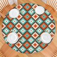 thumbnail image 2 of 44in Round Tablecloth with Elastic Edge, Waterproof Fitted Table Cover for 36-44" Tables, Boho Theme Polyester Reusable Table Cloths Wipe Clean for Picnic, Dining, Outdoor Use and Party Decor, 2 of 7