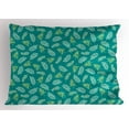 thumbnail image 1 of Leaves Pillow Sham, Arrangement of Spring Foliage Cottage Nature Elements Green Shades, Decorative Standard Queen Size Printed Pillowcase, 30 X 20 Inches, Teal Apple Green Pale Green, by Ambesonne, 1 of 2