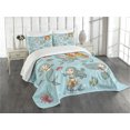 thumbnail image 3 of Ambesonne Cartoon Quilted Bedspread Set 3 Pcs, Marine Creatures Art, King Size, Teal Orange, 3 of 5