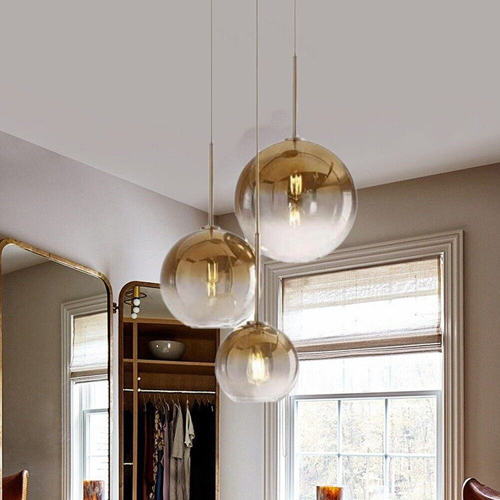 KPIBEST Modern Globe Pendant Light Fixtures 3-Light Vintage Industrial Hanging Ceiling Chandelier Ball Lamp for Kitchen Island Dining Room Bedroom Hallway Bar Cafe
