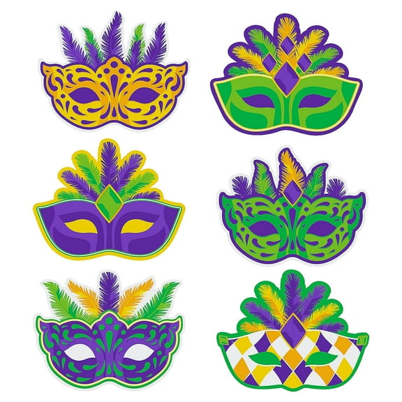 Fun Express Jumbo Mardi Gras Mask Cutouts - 6 Pc.
