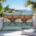 thumbnail image 4 of Outdoor Pillow Cover Farmhouse Star Wood Set of 2 Waterproof Throw Pillowcases Retro Country Style Decorative Patio Furniture Pillows for Couch Garden Indoor & Outdoor Use, 4 of 9