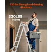 KFFKFF Versatile Collapsible Ladder, 7-Function High Extension Step Ladder, Dual Structure 4 Step Expanding Ladder, 15.5ft Maximum Elevation Robust Adjustable Ladder, 330 lbs Load Limit