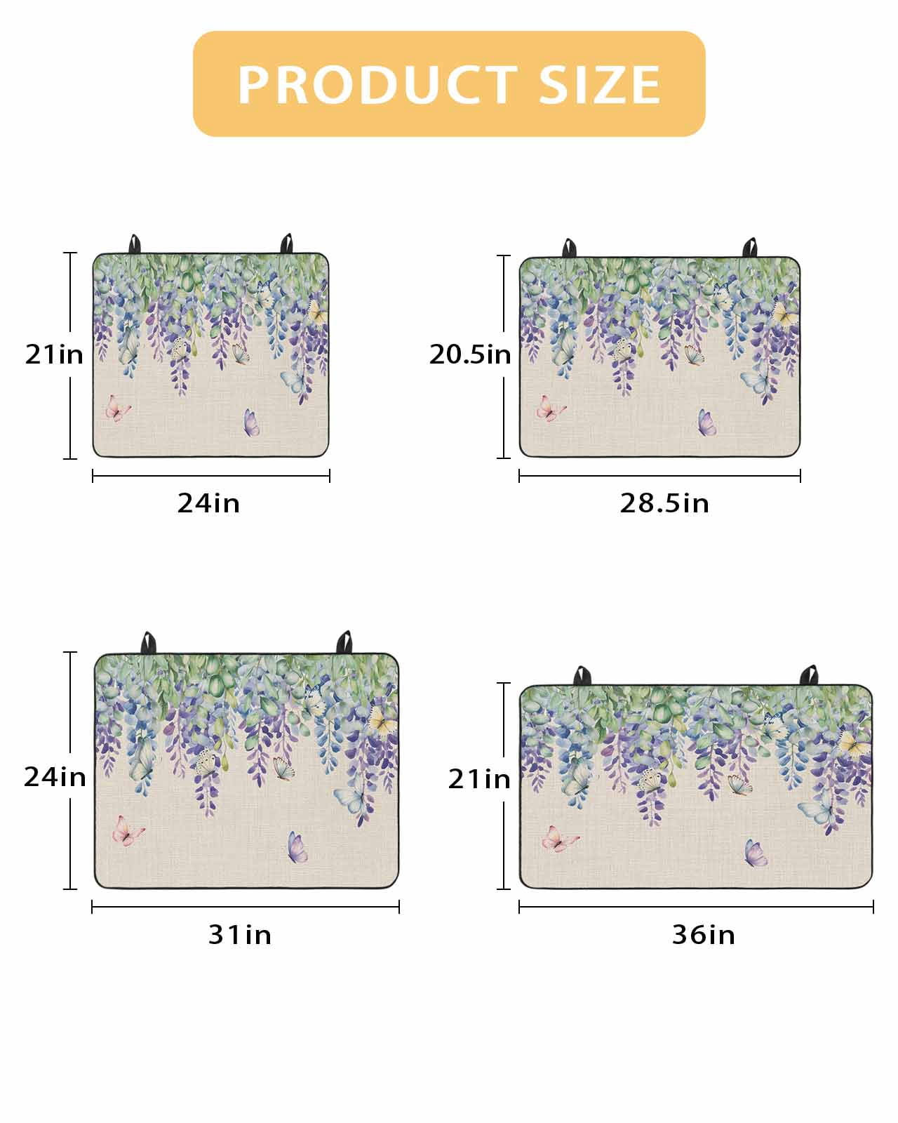 Large Induction Cooktop Protector Mat Wisteria Stove Top Covers for Electric Stove, Purple Flowers Leaves Butterflies Plants Spring Beige Decorative Stove Burner Cover Mats, Glass Top Stove Cover
