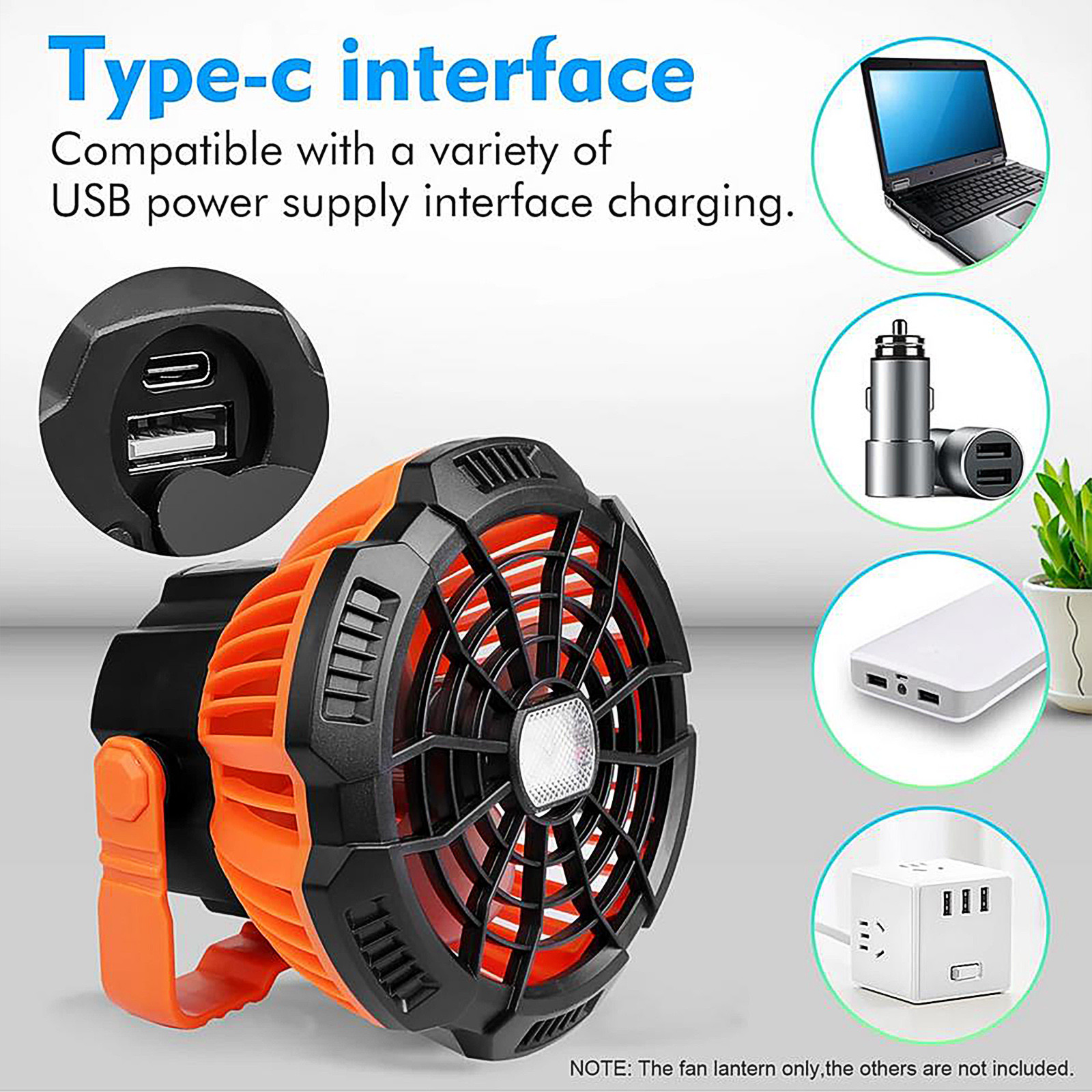 Summer Bargains,USB Charging Tent Fan, Portable Camping Lamp, 3-Speed, Lightweight, Hanging Design, Perfect for Outdoor, Hiking, Travel,Topliu