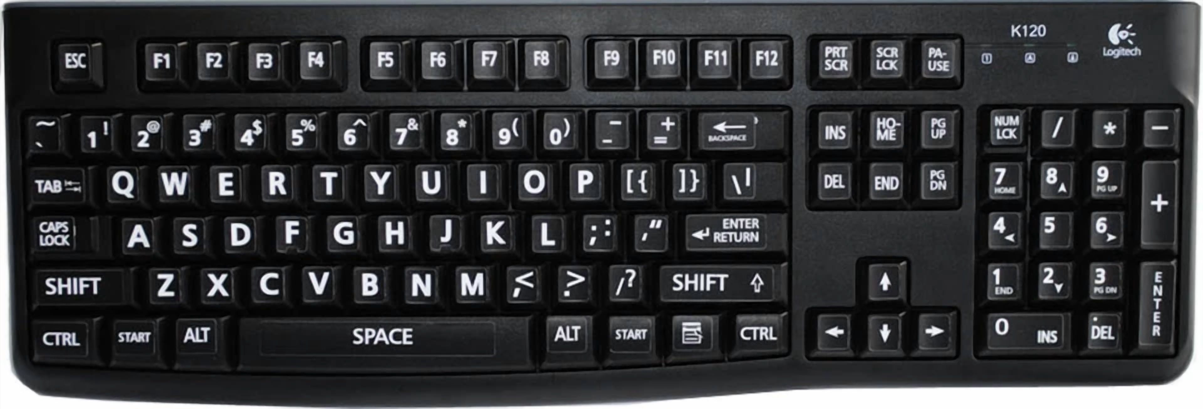 CIRCLE- English Us Keyboard Sticker Large White Letters Black Background-Computer Laptop
