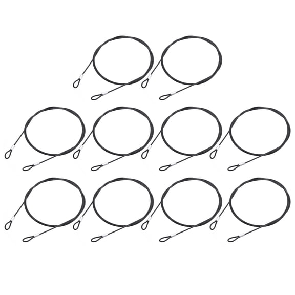 Uxcell 10Pack Lanyard Cable, 100cmx2mm Stainless Steel Vinyl Coated Wire Cable with Loops Security Steel Cable, Black
