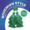 thumbnail image 3 of 1 par de pendientes de borla coloridos para mujer-pendientes de borlas en capas-pendientes de moda lineales escalonados, 3 of 5