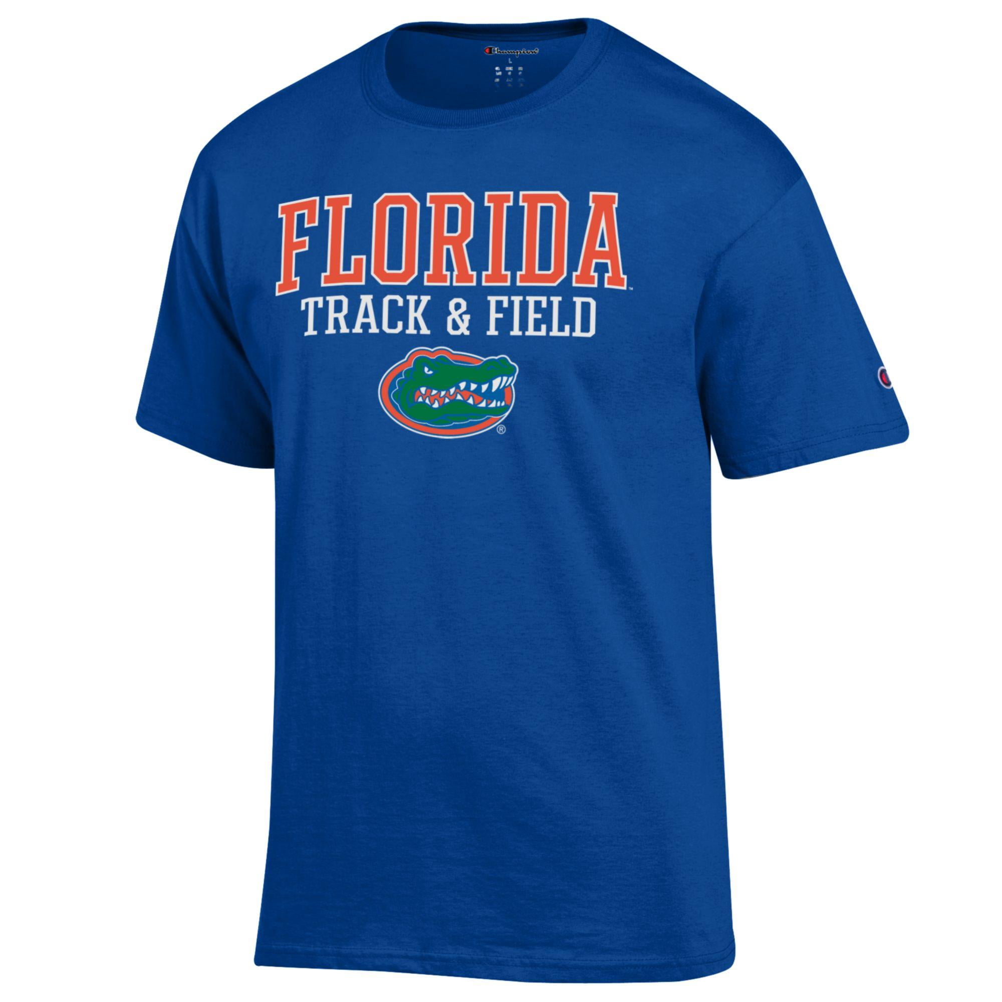 Men's Champion Royal Florida Gators Track & Field Stack Logo T-Shirt
