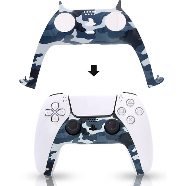 PS5 Controller Replacement Shell,DIY Shell Decorative Strip for PS5 Dualsense Controller (Camouflage Blue)