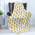 thumbnail image 4 of Yellow and White Soft Flannel Fleece Blanket, Doodle Style Lemons with Leaves and Dots Fresh Juicy Fruit Pattern, Cozy Plush for Indoor and Outdoor Use, 60" x 80", Yellow Black White, by Ambesonne, 4 of 5