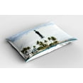 thumbnail image 2 of Ambesonne United States Pillow Sham 2 Pack, Lighthouse Palms, 36"x20", Blue White Green, 2 of 3