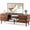 Rust Brown, variant on EDX Retro-Modern TV Stand, Mid-Century Media Console with Soft-Close Cabinets & Adjustable Shelves, Engineered Wood TV Cabinet for 50-65 Inch TVs, Grey Wood Grain