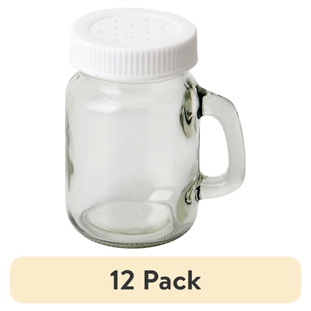 (12 pack) Mainstays Kitchen Storage Mini 4 OZ Glass Salt Pepper Shaker with Plastic Screw Lid