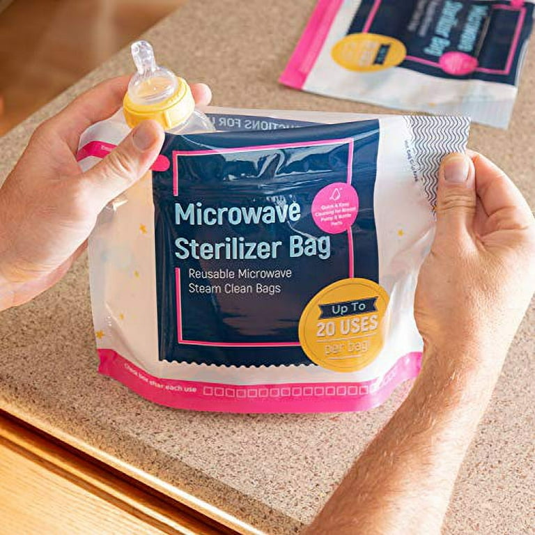 15 Pack Microwave Baby Bottle Sterilizer Bags - 300 Uses Per Pack - Travel  Baby Bottle Cleaner Microwave Sterilizer Bag - Breast Feeding Baby Travel