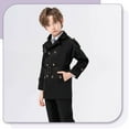 thumbnail image 6 of Little and Big Boys Single Breasted Trench Coat Dress Outerwear Black 9-10 Years, 6 of 7