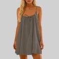 thumbnail image 7 of Womens Backless Cami Dress Summer Beach Vacation Mini Bubble Dress Spaghetti Strap Open Back Sundress Brown, 2XL, 7 of 7