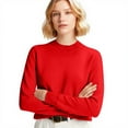 thumbnail image 4 of Godokuleh Sweaters for Women Cozy Crew Neck Long Sleeve Pullover Tops Sweaters Y2k Soft Lightweight Knit Sweater 2025 Red L, 4 of 5