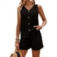 thumbnail image 2 of Conjunto Casual de Dos Piezas para Mujer, Jersey con Cuello en V y Pantalones Cortos de Cintura Alta, Chándal Transpirable de Color Liso, Negro, Talla XL, 2 of 9