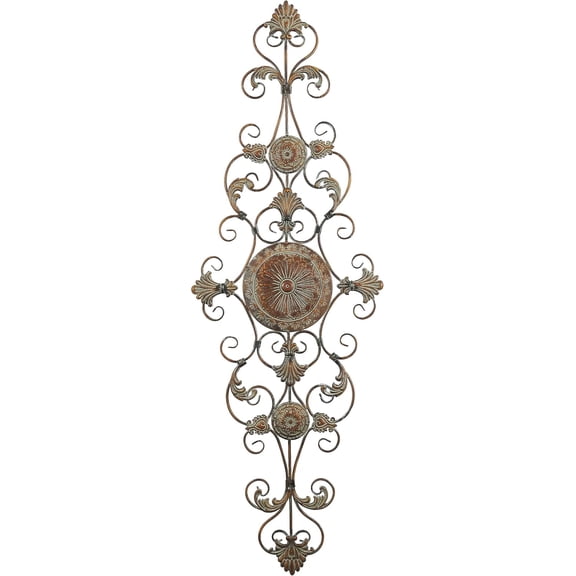 Metal Scroll Home Wall Decor Wall Sculpture, Wall Art 18" x 1" x 53", Brown
