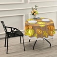 thumbnail image 7 of Coolnut Thanksgiving Day Tablecloth 60", Thanksgiving Beautiful Golden Orange Pumpkin Party Lace Round Table Cloth Water Resistant Spill Proof, Table Cover for Kitchen BBQ Hotel Dining Party Decor, 7 of 7