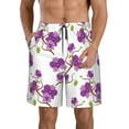 thumbnail image 2 of Uemuo Orchids Flowers Pattern Men's Swim Trunks Hawaiian Beach Bathing Suit Swimsuits Beach Quick-Dry Shorts with Pockets-Large, 2 of 9