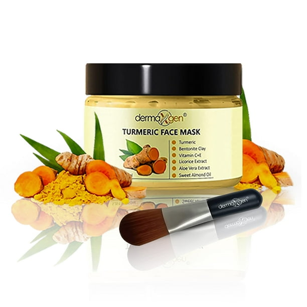 DERMAXGEN Mascarilla facial de cúrcuma orgánica - Arcilla desintoxicante para una piel clara y radiante - Mascarilla facial de limpieza de poros de arcilla curativa para reducción de acné y cicatrices