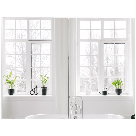 Living Room Cabinets HOMCOM Double Door Wall Mounted Bathroom Mirror, 31.5" x 23.5" Medicine Cabinet with Modern Design, Large Storage, & Quiet Hinges,Metal Cabinets