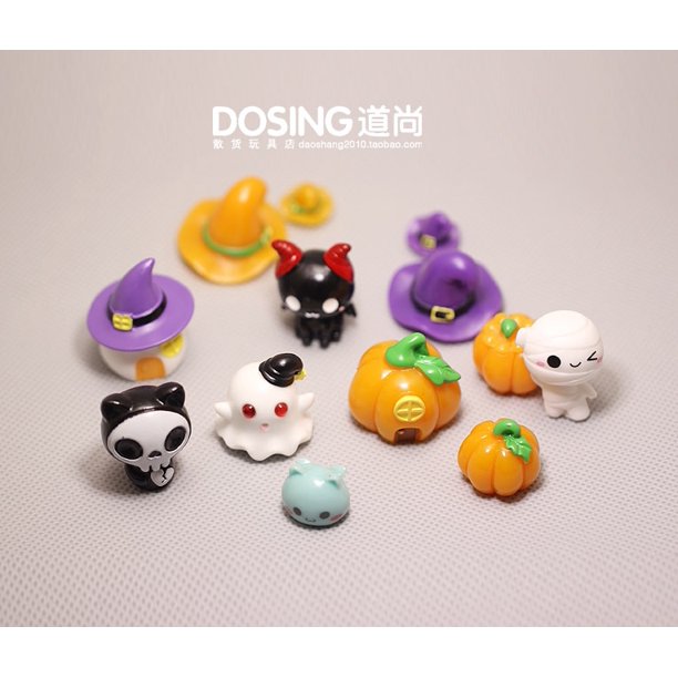Miniature Halloween Decor All Hallow's Eve Mini Ghost Pumpkin House Hat Elf Props Model Fairy Garden Action Figure Figurine ToysL He Qiyong unisex