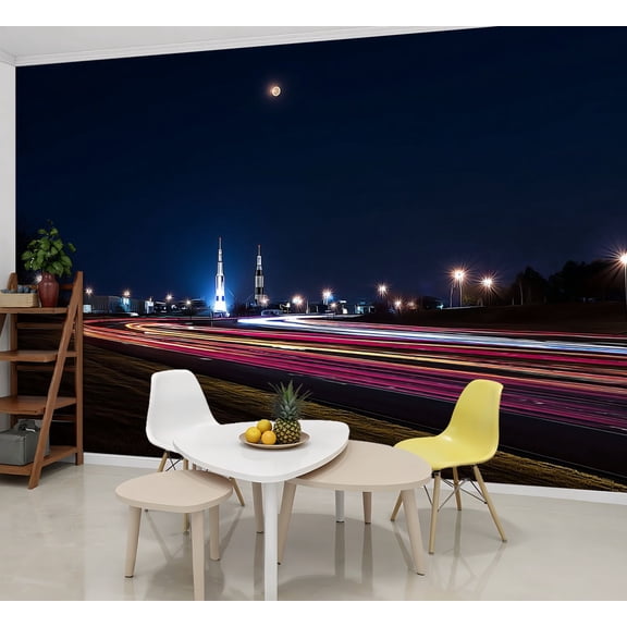 Wallpaper Space Rocket Center Huntsville highway Peel and Stick Wall Murals 69"H x 96"W Removable PVC Wall Paper Self-Adhesive Wall Paintings Art Decor for Bedroom Living Room
