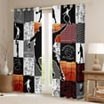 thumbnail image 2 of Feelyou Kids Basketball Sthlete Black Out Curtains, Buffalo Patchwork Curtains Pack of 2 (42x63 Each), Ball Sports Theme Bedroom Curtains, Window Curtains Home Decor, 2 of 6
