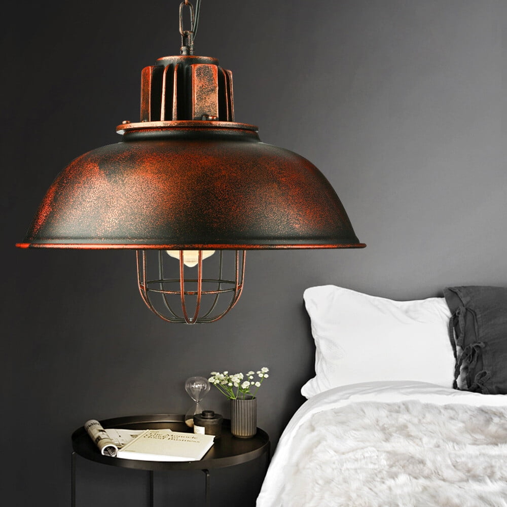 60W Vintage Pendant Light, Industrial Rustic Hanging Ceiling Lamp Fixture for Farmhouse 110V