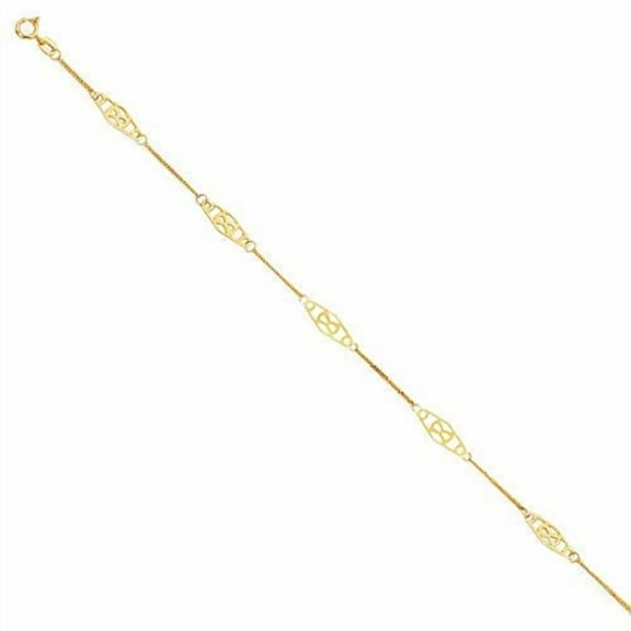 JewelStop 14k Solid Yellow Gold Infinity Anklet Bracelet, Spring Ring - 10 Inches, 1.4gr.