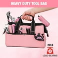 thumbnail image 4 of WORKPRO 13-Inch Tool Bag, Pink Soft Cloth Tool Storage Bags, Wide Mouth Tool Tote Bag with Inside Pockets - Pink Ribbon, 4 of 8