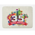 thumbnail image 1 of 35th Birthday Bath Mat, Middle Age Theme Greeting Present Number Fun Joy Colorful Geometric Design, Non-Slip Plush Mat Bathroom Kitchen Laundry Room Decor, 29.5 X 17.5 Inches, Multicolor, Ambesonne, 1 of 2