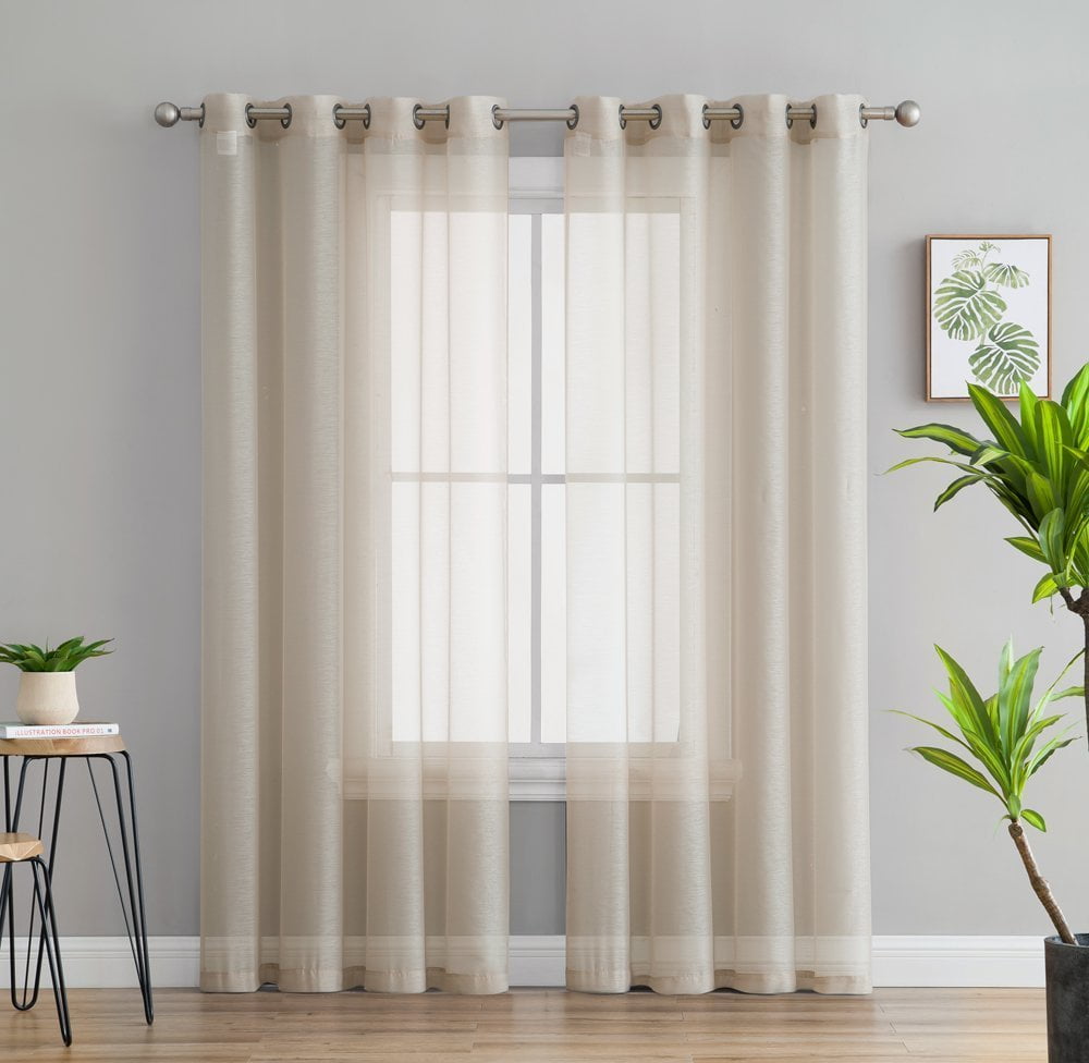2 Pc Sheer Voile Grommet Window Panel Curtain Drapes Solid Color 54 63 84 95"L 