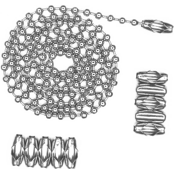 4.0mm Stainless Steel Ball Chains & 10 Matching connectors (#8, 10 Feet) #8 10 Feet