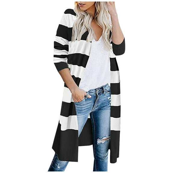 LYXSSBYX Cardigans for Women Clearance Fashion Women Casual Patchwork Long Sleeves Sweater Cardigan Blouse Tops